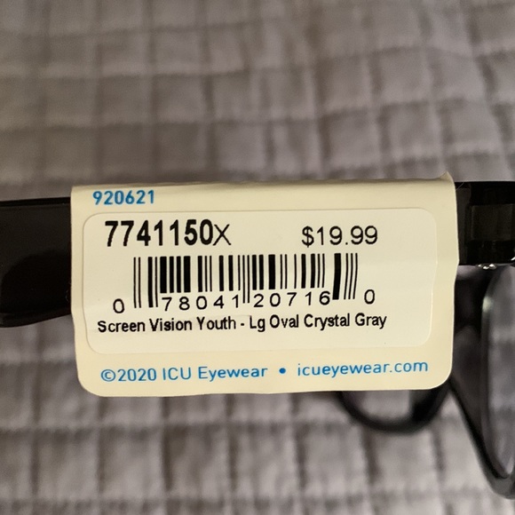 ICU Screen Vision Blue Light Glasses for Kids - Oval Crystal Grey -NWT - Picture 6 of 6